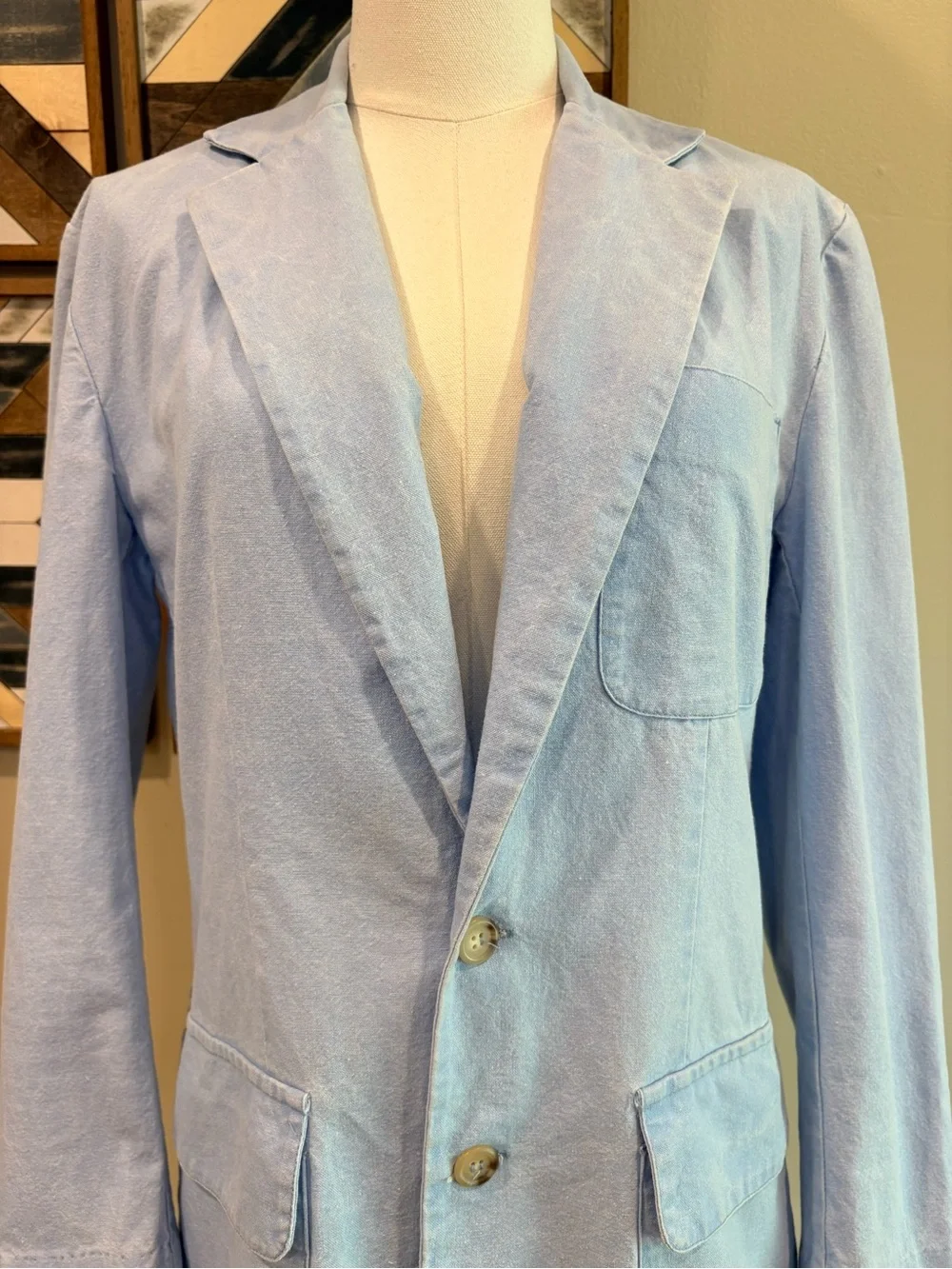 Vintage Ralph Lauren 80s Light Blue Women's Denim Blazer Jacket size Medium - Picture 4 of 15